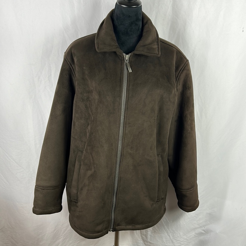 Liz Claiborne Faux Suede and Fur Dark Brown Winter Coat - Picture 3 of 10